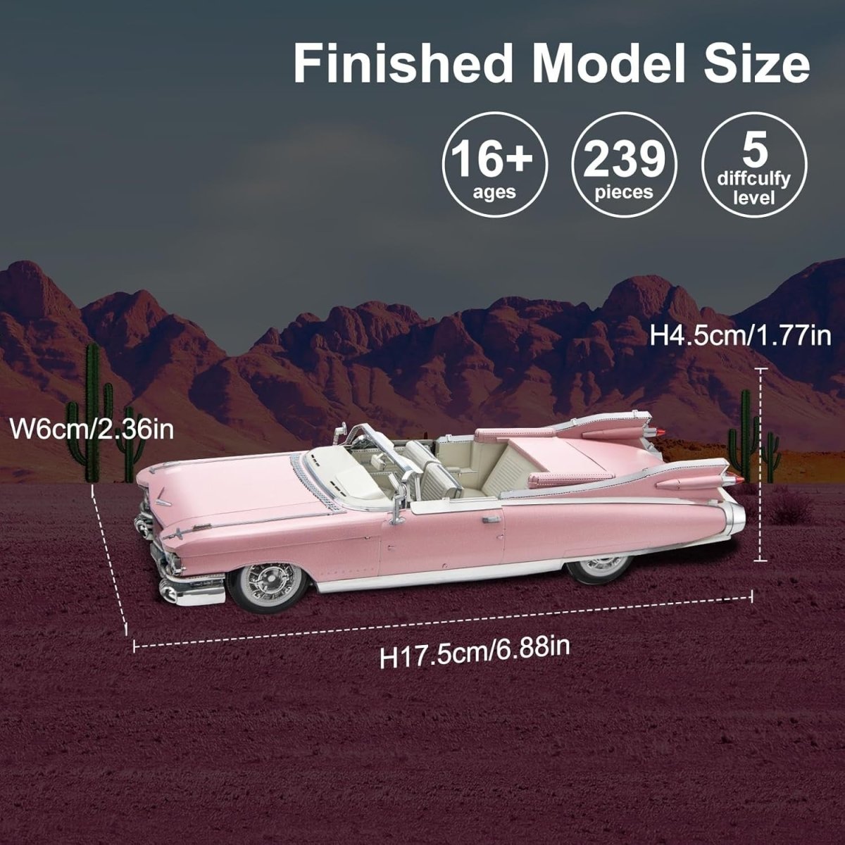 3D Metal Convertible Car Puzzle DIY Stainless Steel Model Kit 239PCS - Kwikley