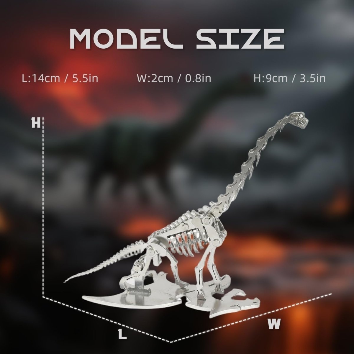 3D Metal Diplodocus Skeleton Puzzle DIY Dinosaur Model Kit Gift - Kwikley