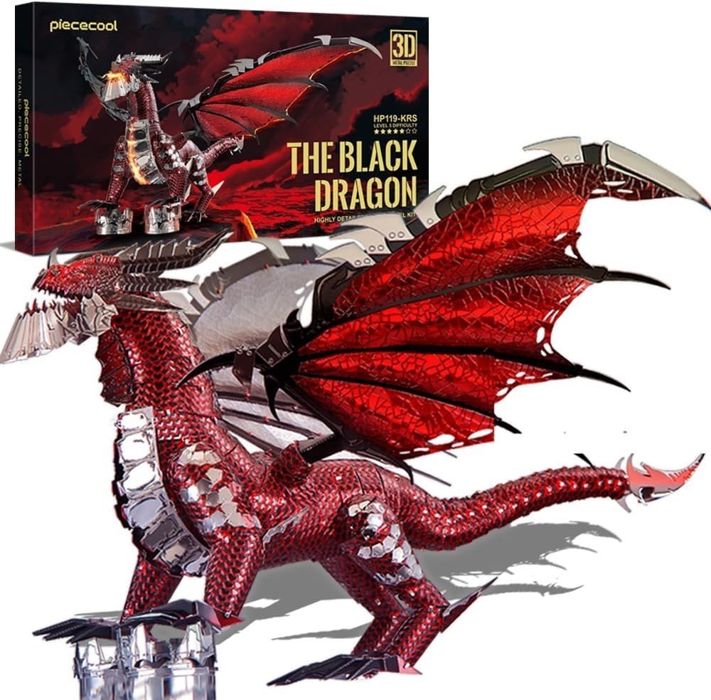 3D Metal Dragon Puzzle DIY Stainless Steel Fantasy Model Kit 107PCS - Kwikley