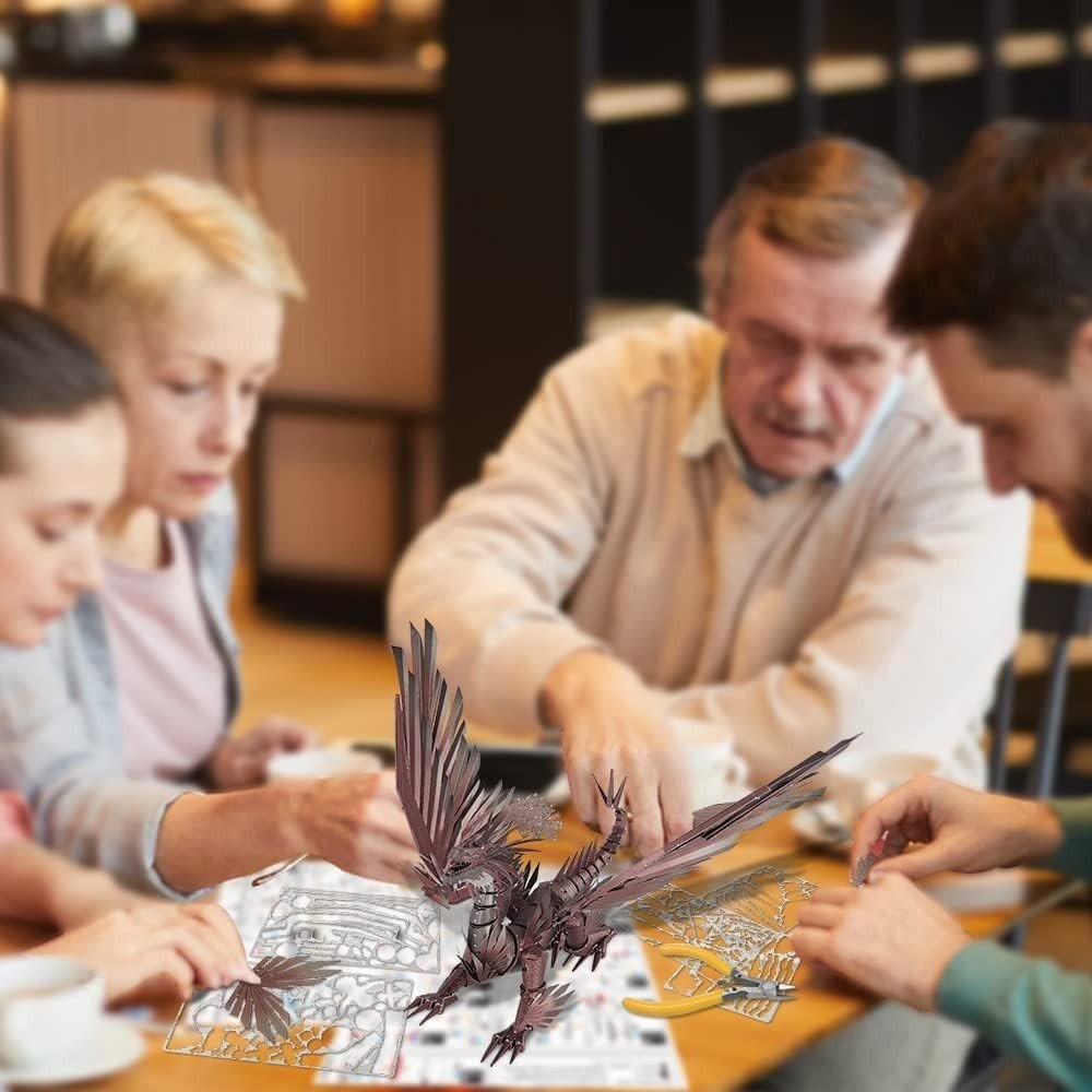 3D Metal Dragon Puzzle DIY Stainless Steel Model Kit 203PCS Display - Kwikley