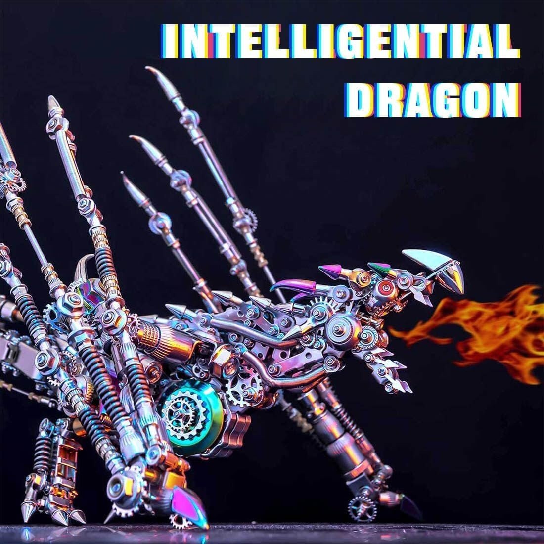 3D Metal Dragon Puzzle Kit 1390PCS Steampunk DIY Model Decor Gift - Kwikley