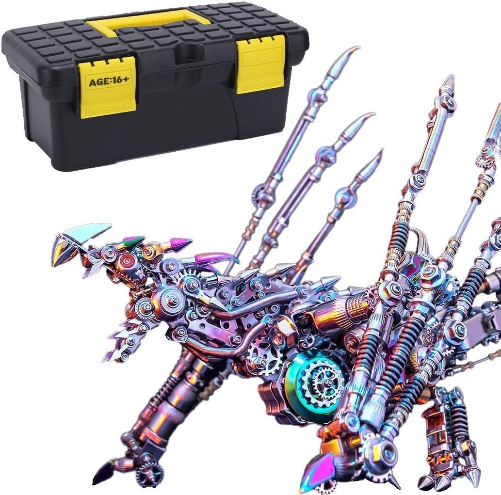 3D Metal Dragon Puzzle Kit 1390PCS Steampunk DIY Model Decor Gift - Kwikley