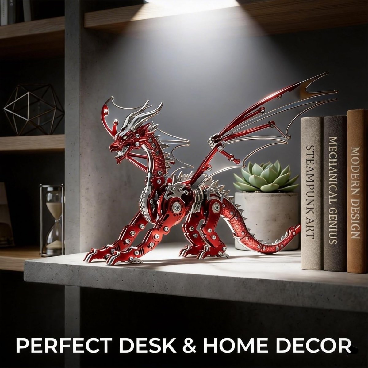 3D Metal Dragon Puzzle Kit 313PCS Red Steampunk DIY Model Decor - Kwikley