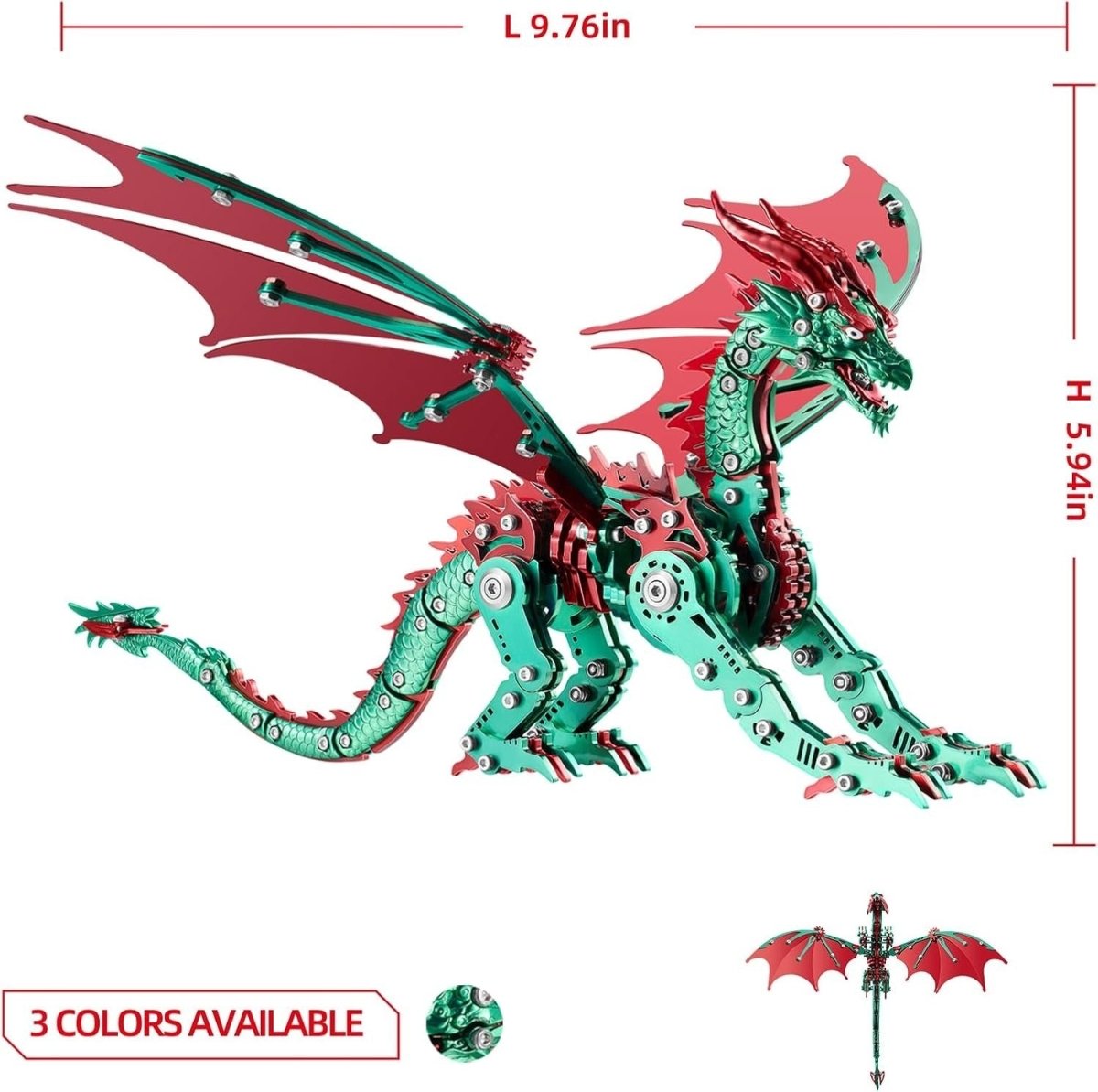 3D Metal Dragon Puzzle Kit 313PCS Steampunk DIY Model Desk Decor - Kwikley