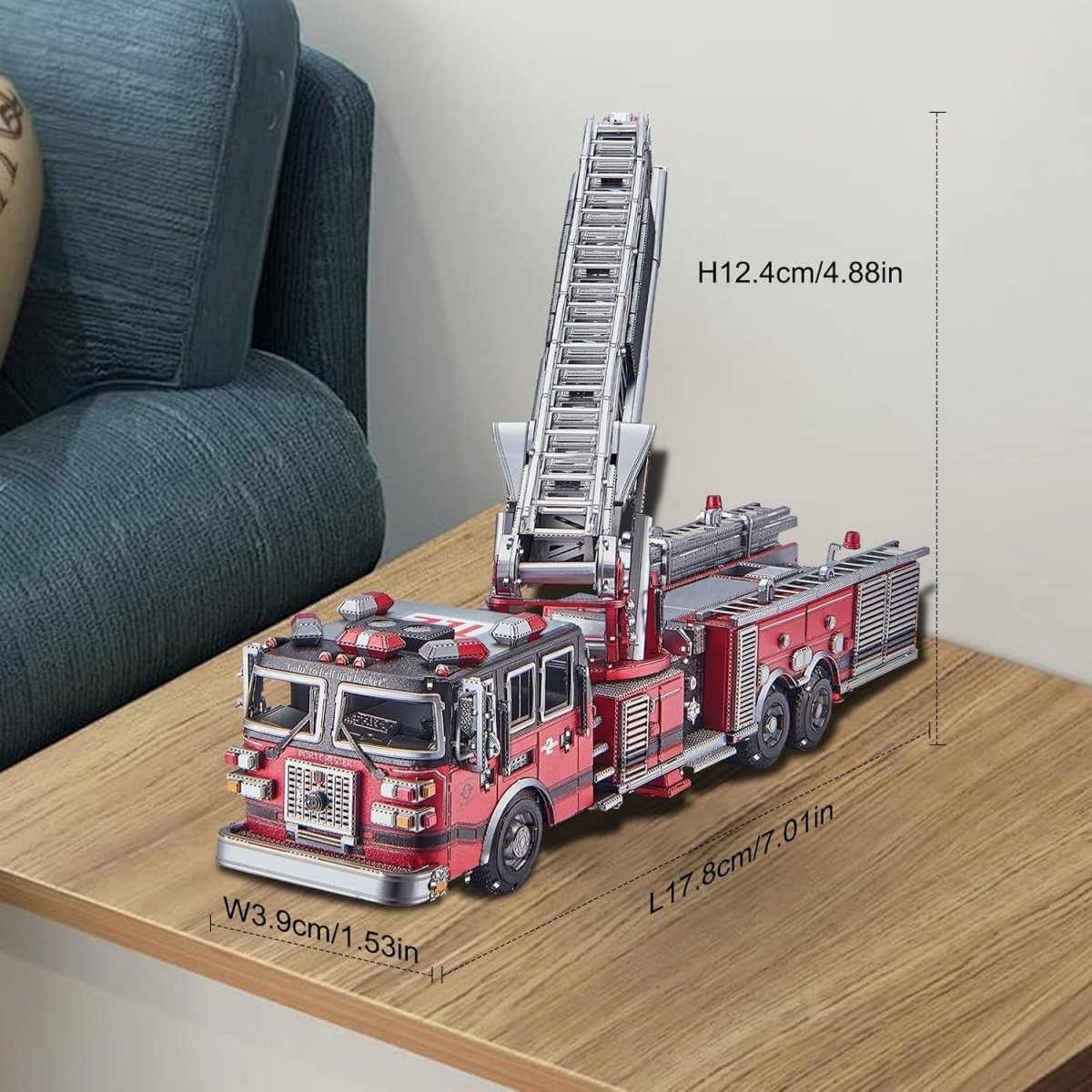 3D Metal Fire Truck Puzzle DIY Stainless Steel Ladder Engine 354PCS - Kwikley