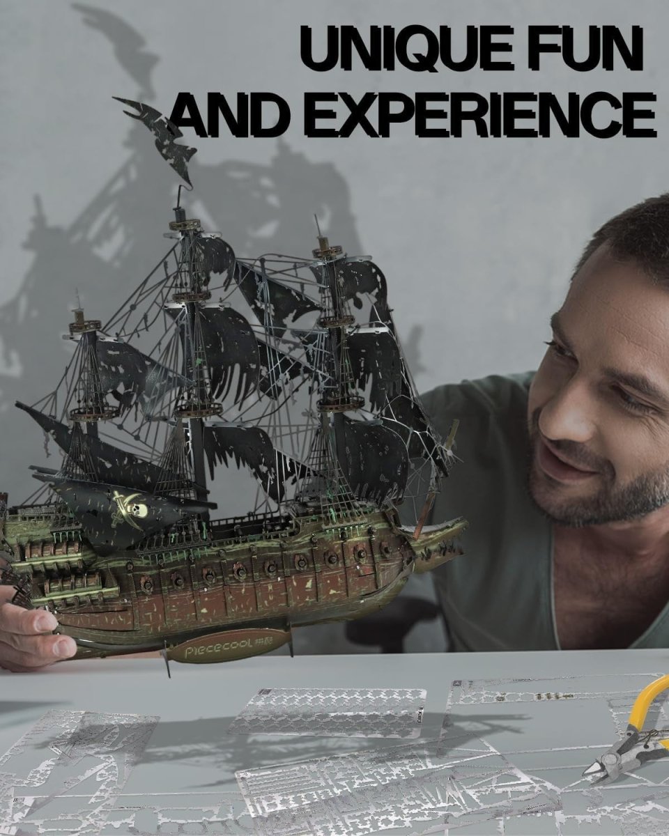 3D Metal Flying Dutchman Pirate Ship Puzzle Model Kit 369PCS Display - Kwikley