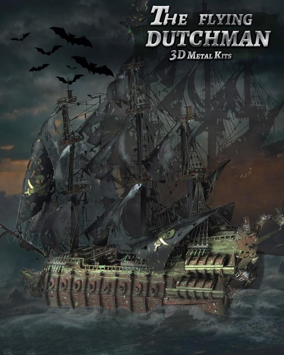 3D Metal Flying Dutchman Pirate Ship Puzzle Model Kit 369PCS Display - Kwikley