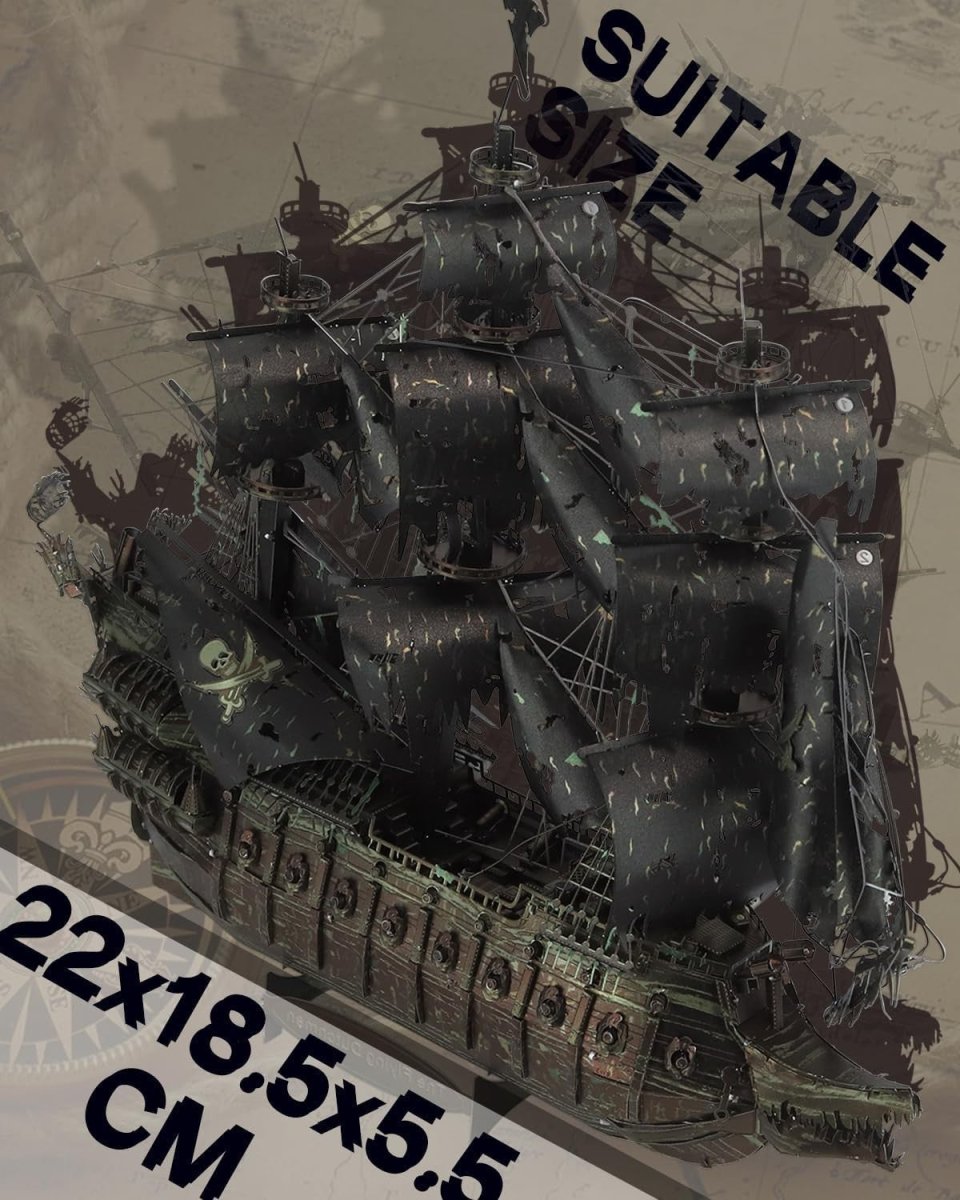 3D Metal Flying Dutchman Pirate Ship Puzzle Model Kit 369PCS Display - Kwikley