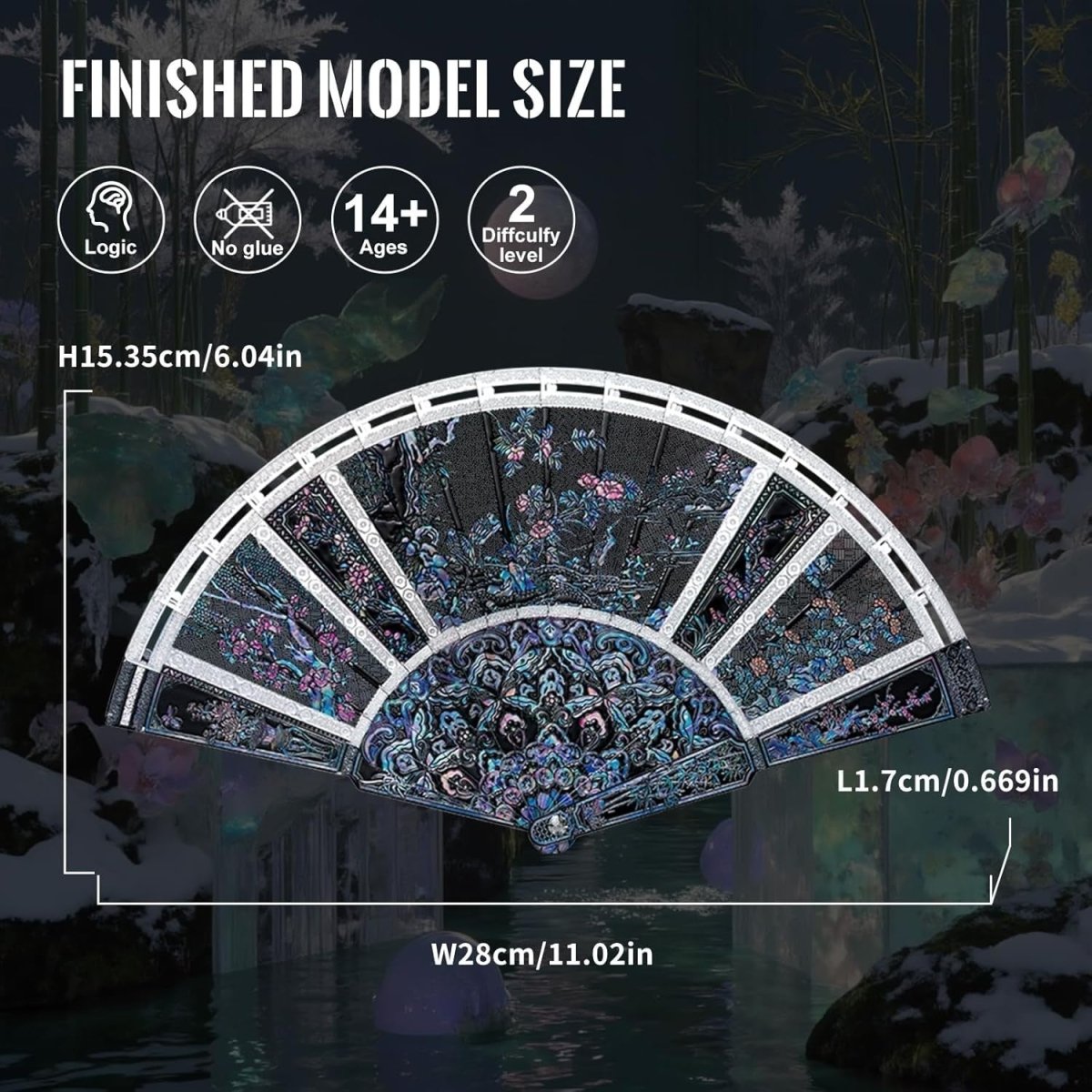 3D Metal Folding Fan Puzzle Model Kit Decorative Collectible Gift - Kwikley