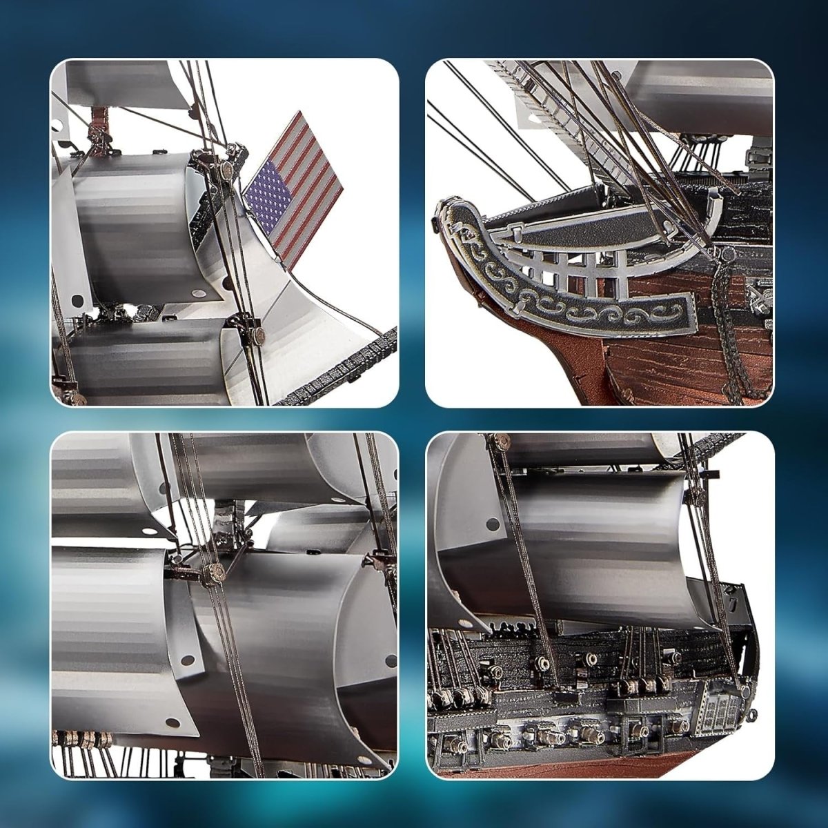 3D Metal Frigate Ship Model Kit Stainless Steel Sailboat Puzzle 349PCS - Kwikley