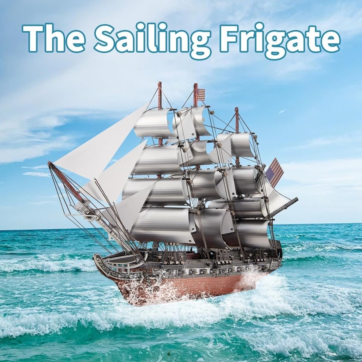 3D Metal Frigate Ship Model Kit Stainless Steel Sailboat Puzzle 349PCS - Kwikley