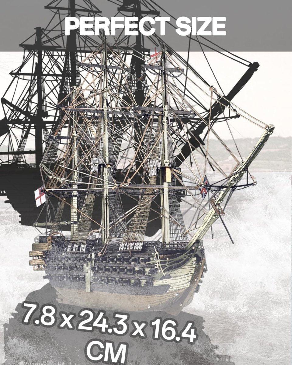 3D Metal HMS Victory Ship Model Kit Stainless Steel Puzzle 389PCS Gift - Kwikley
