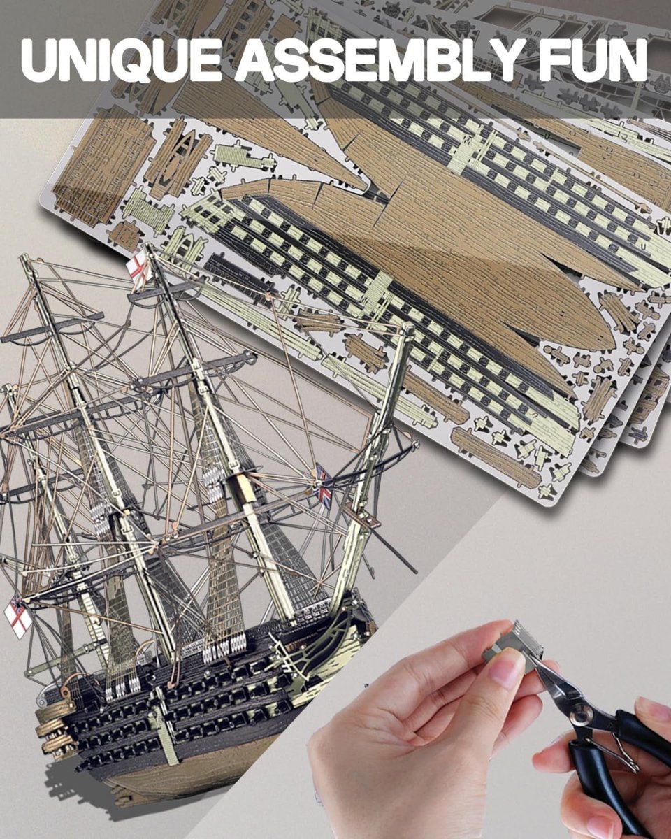 3D Metal HMS Victory Ship Model Kit Stainless Steel Puzzle 389PCS Gift - Kwikley