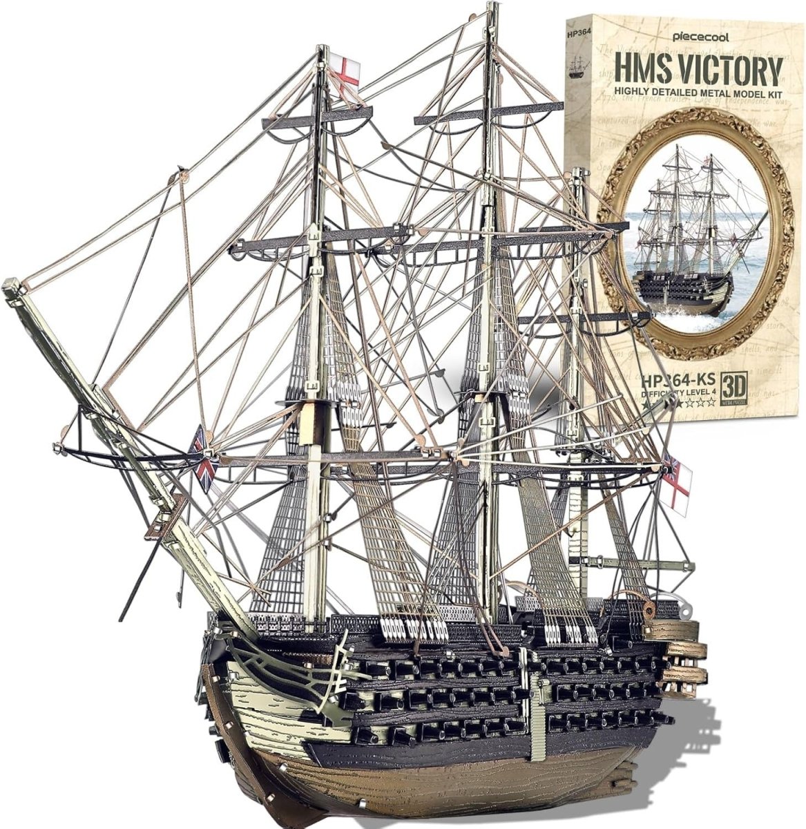 3D Metal HMS Victory Ship Model Kit Stainless Steel Puzzle 389PCS Gift - Kwikley