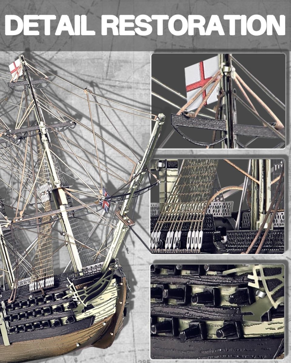 3D Metal HMS Victory Ship Model Kit Stainless Steel Puzzle 389PCS Gift - Kwikley