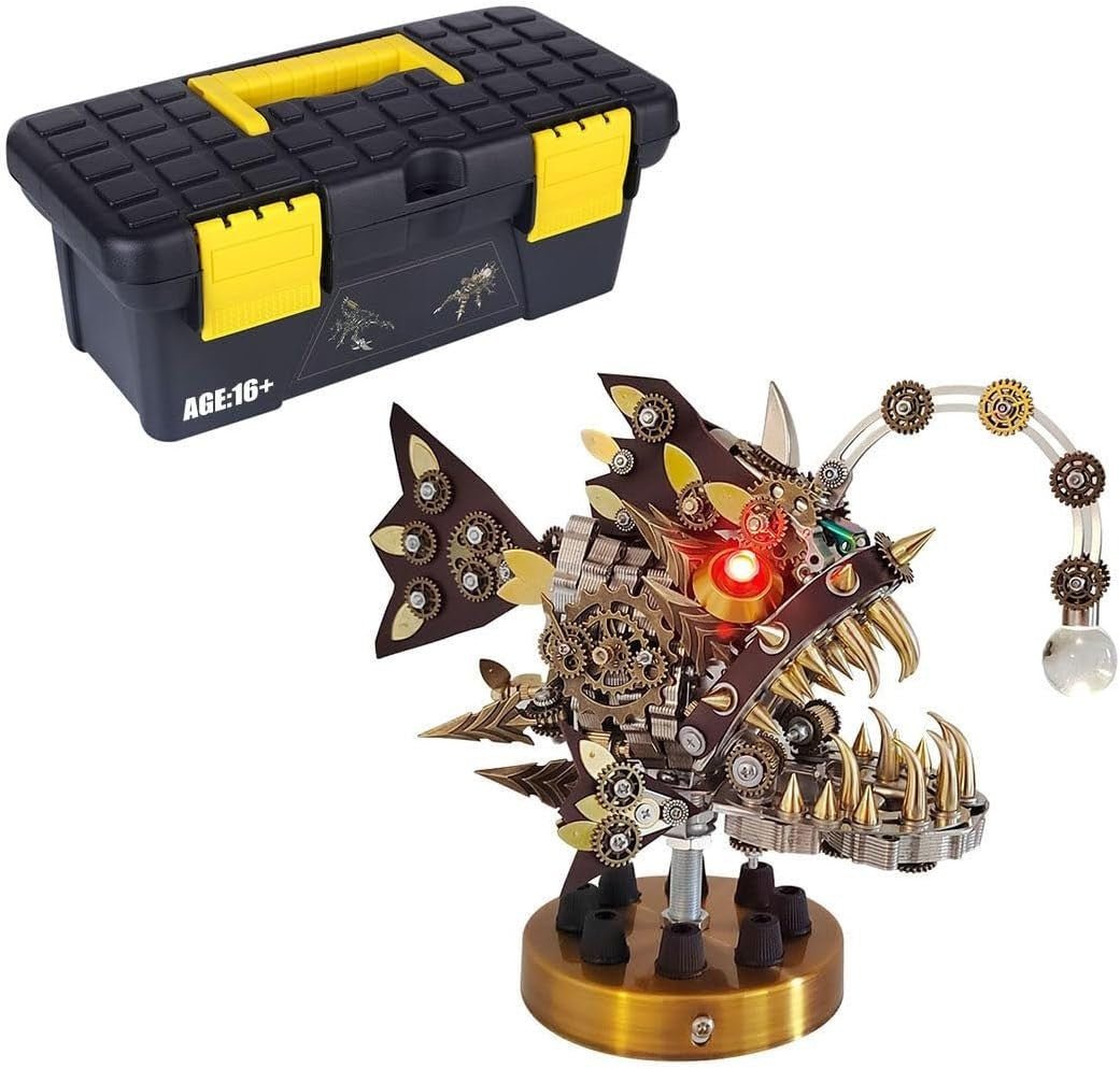 3D Metal Lantern Fish Puzzle Kit 700PCS Steampunk DIY Model Decor - Kwikley
