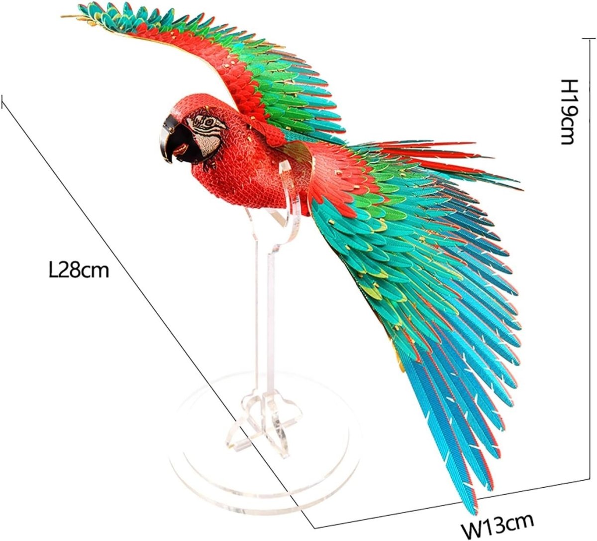 3D Metal Macaw Parrot Puzzle Model Kit DIY Collectible Home Decor - Kwikley