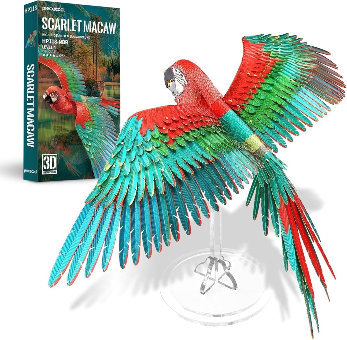3D Metal Macaw Parrot Puzzle Model Kit DIY Collectible Home Decor - Kwikley