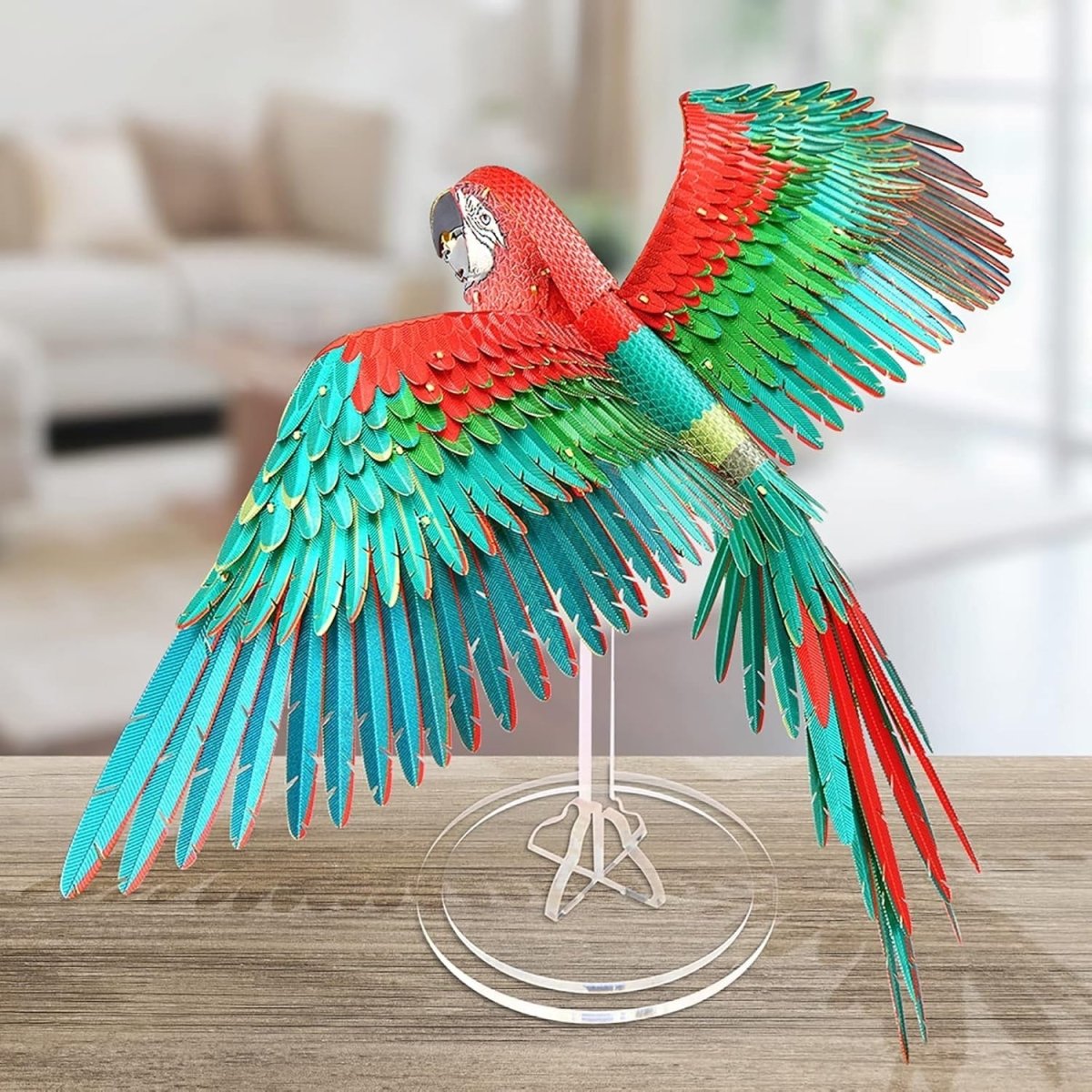 3D Metal Macaw Parrot Puzzle Model Kit DIY Collectible Home Decor - Kwikley