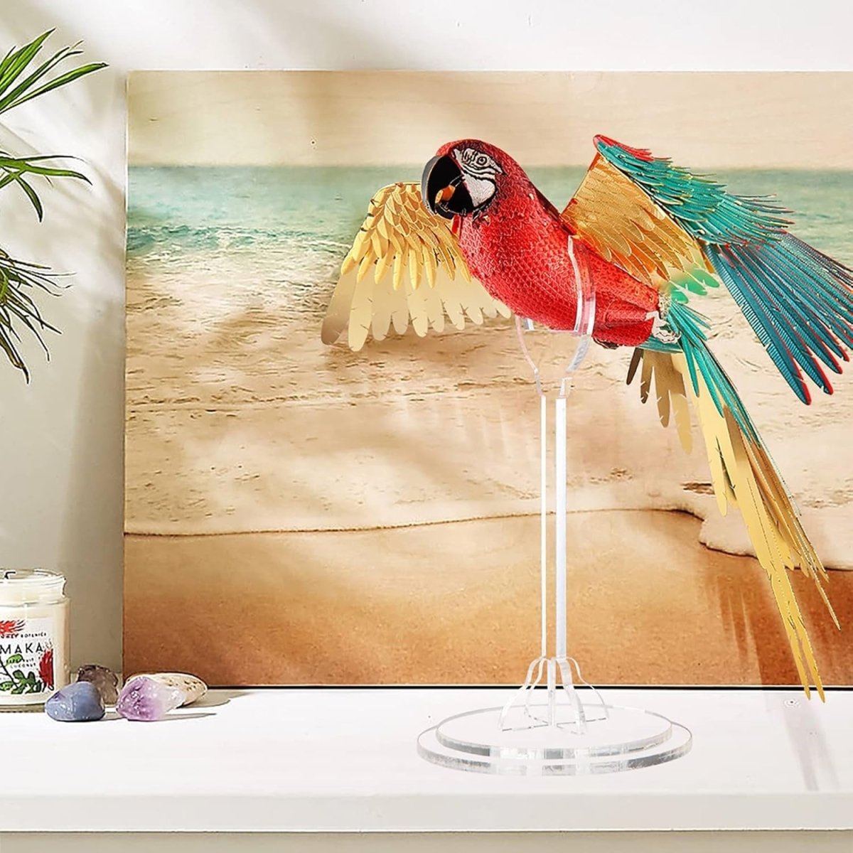 3D Metal Macaw Parrot Puzzle Model Kit DIY Collectible Home Decor - Kwikley