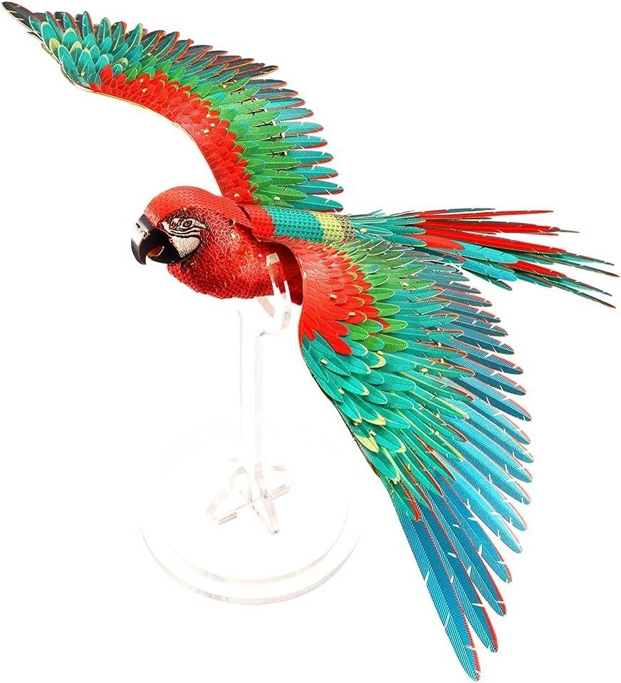3D Metal Macaw Parrot Puzzle Model Kit DIY Collectible Home Decor - Kwikley