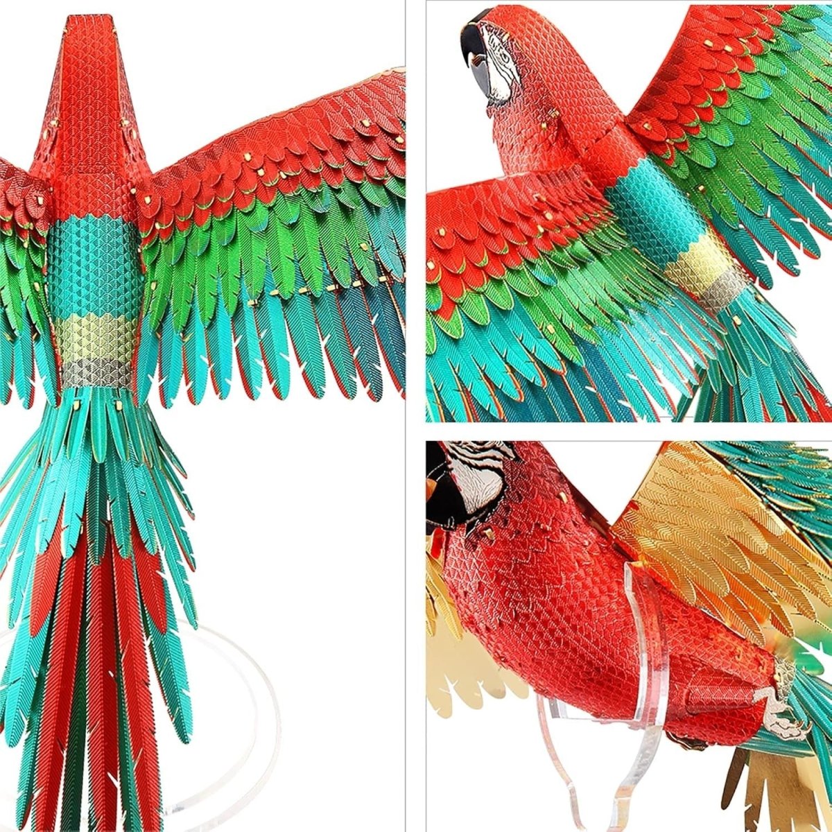 3D Metal Macaw Parrot Puzzle Model Kit DIY Collectible Home Decor - Kwikley