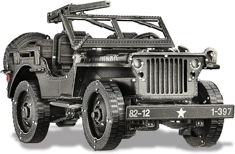 3D Metal Military Jeep Puzzle DIY Stainless Steel Model Kit 221 Pieces - Kwikley