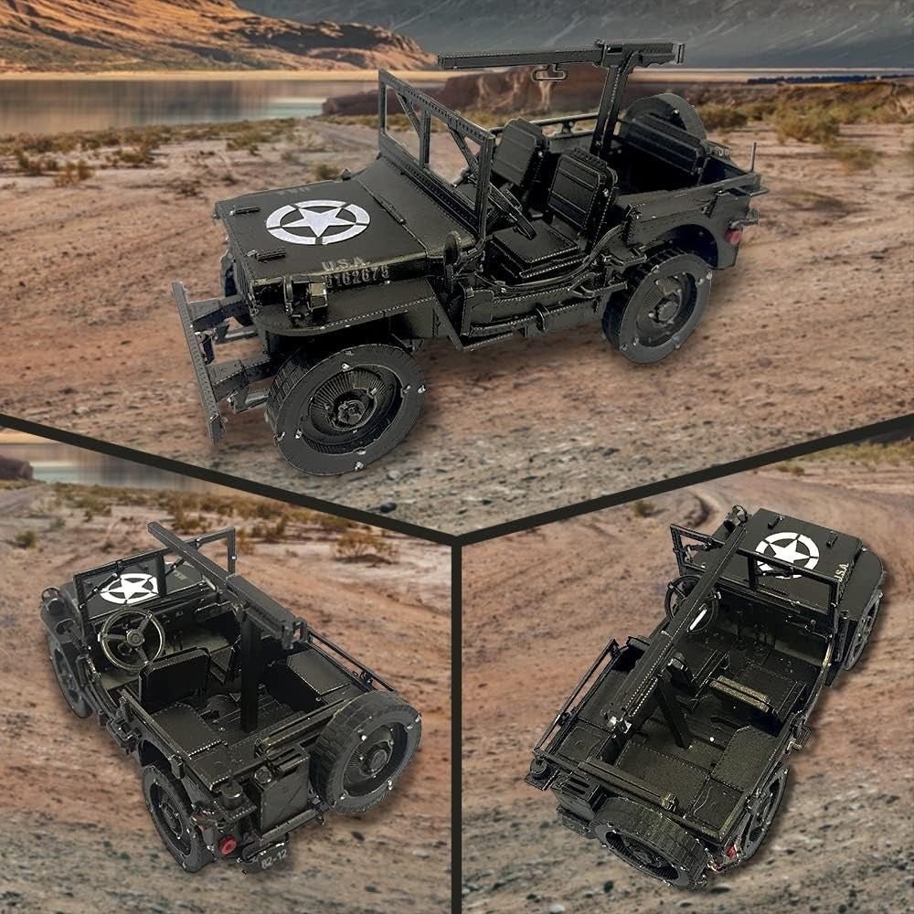 3D Metal Military Jeep Puzzle DIY Stainless Steel Model Kit 221 Pieces - Kwikley
