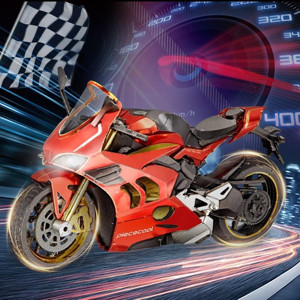 3D Metal Motorcycle Puzzle Stainless Steel Model Kit DIY Adult Gift 218Pc - Kwikley