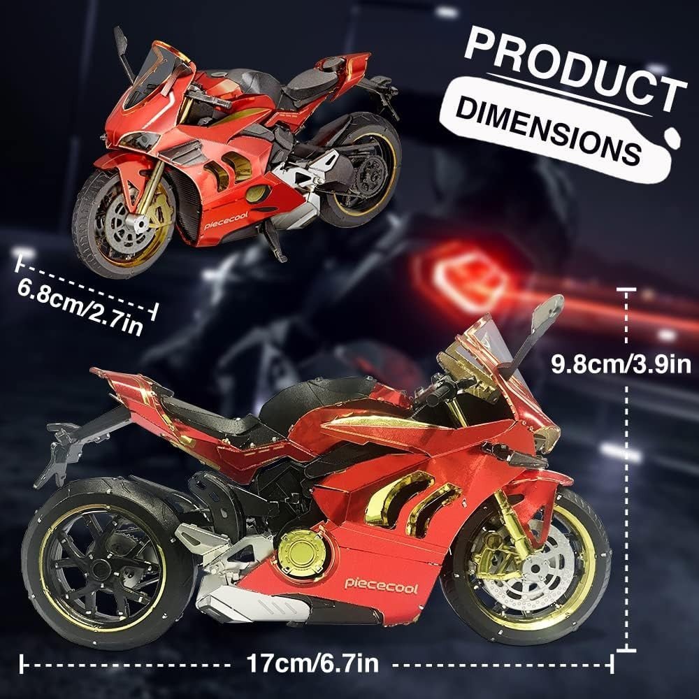 3D Metal Motorcycle Puzzle Stainless Steel Model Kit DIY Adult Gift 218Pc - Kwikley