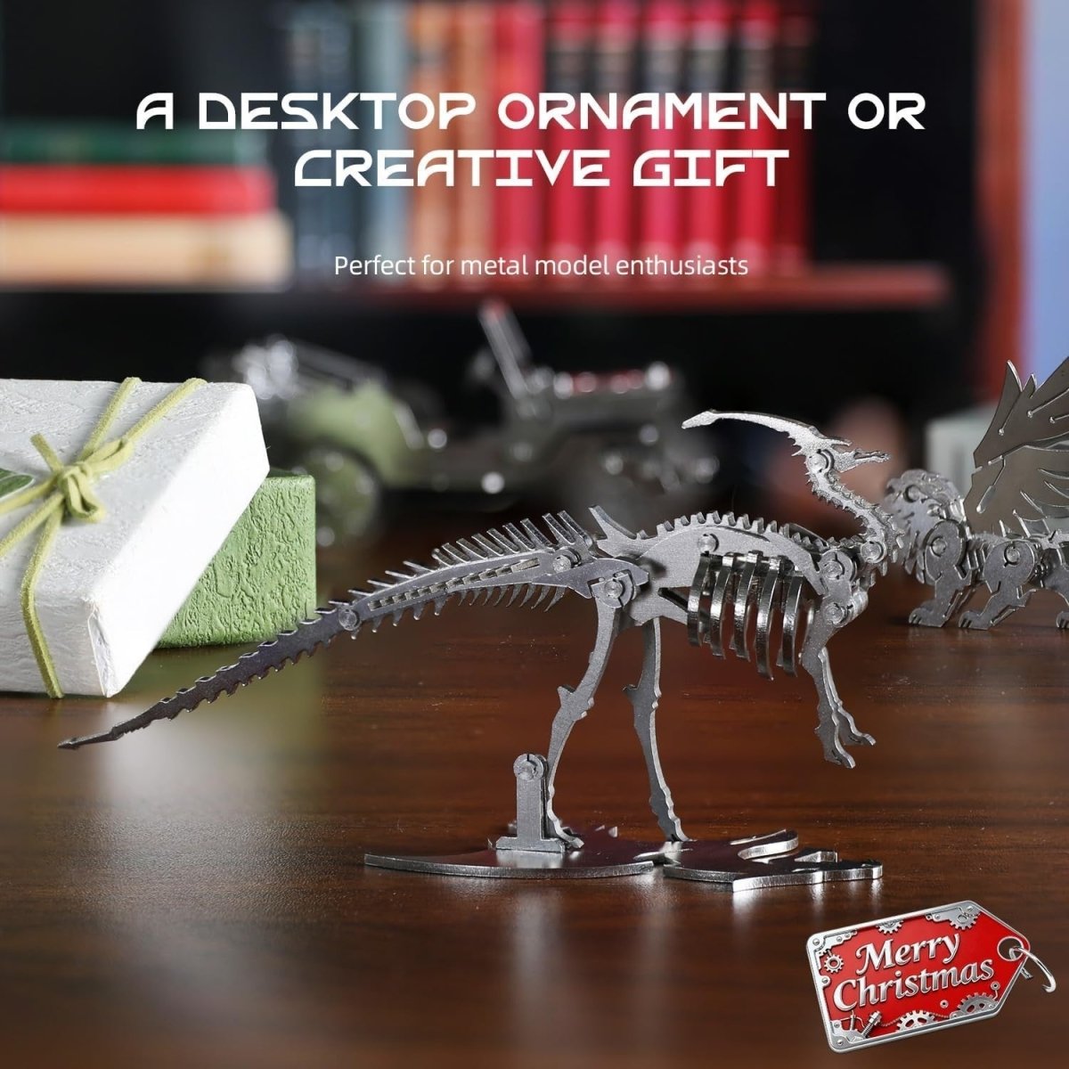 3D Metal Parasaurus Skeleton Puzzle DIY Dinosaur Model Kit Gift - Kwikley