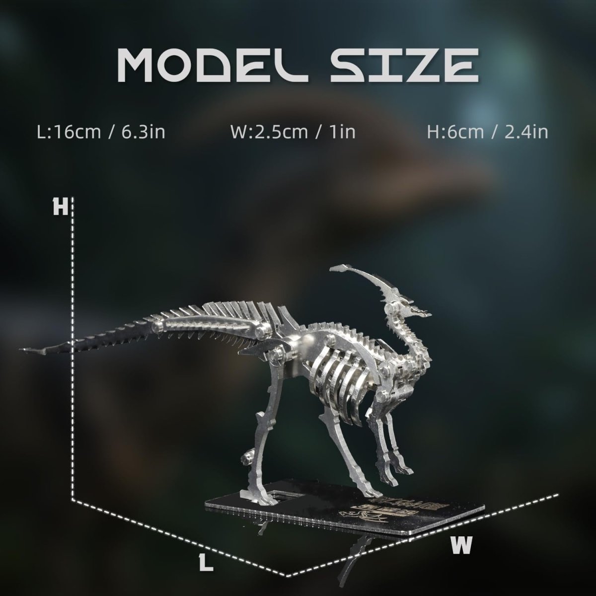 3D Metal Parasaurus Skeleton Puzzle DIY Dinosaur Model Kit Gift - Kwikley