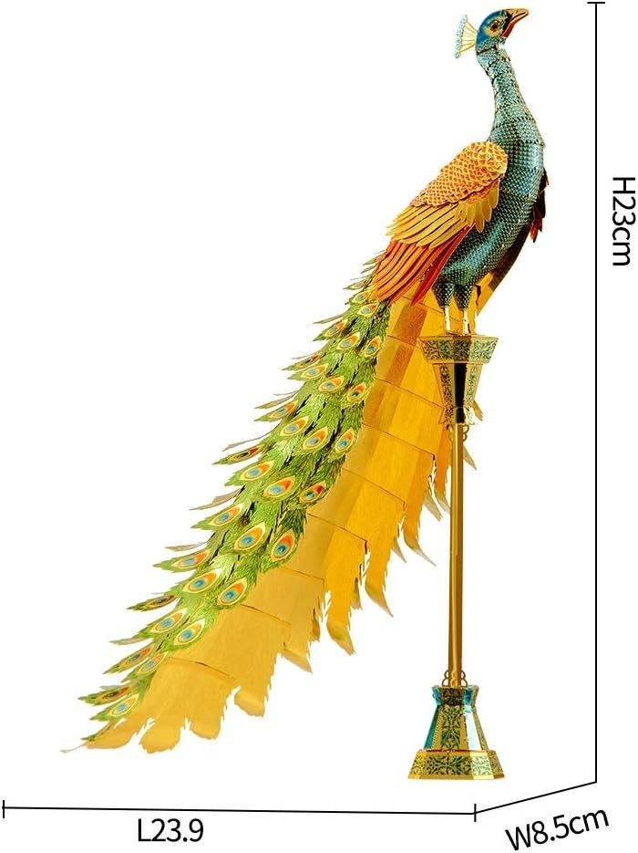 3D Metal Peacock Puzzle Model Kit DIY Stainless Steel Home Decor Gift - Kwikley