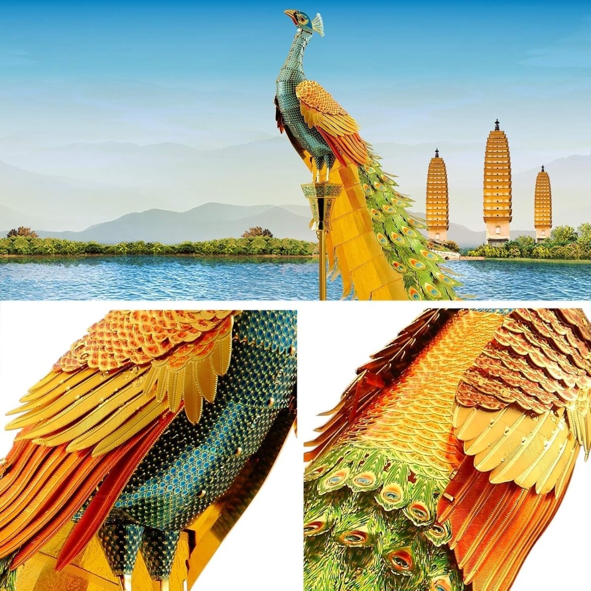 3D Metal Peacock Puzzle Model Kit DIY Stainless Steel Home Decor Gift - Kwikley