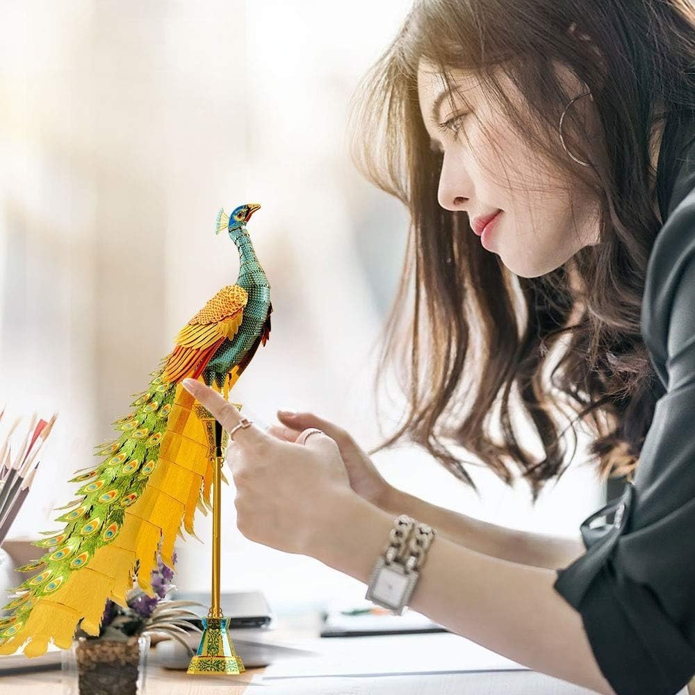3D Metal Peacock Puzzle Model Kit DIY Stainless Steel Home Decor Gift - Kwikley