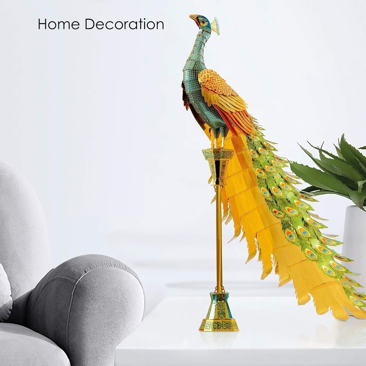 3D Metal Peacock Puzzle Model Kit DIY Stainless Steel Home Decor Gift - Kwikley
