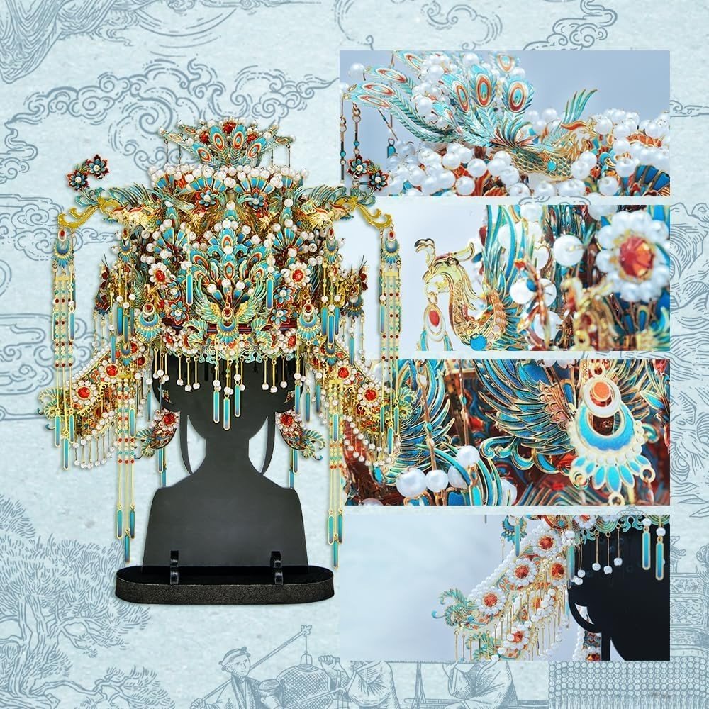 3D Metal Phoenix Tiara Puzzle Kit 748PCS DIY Stainless Steel Decor - Kwikley