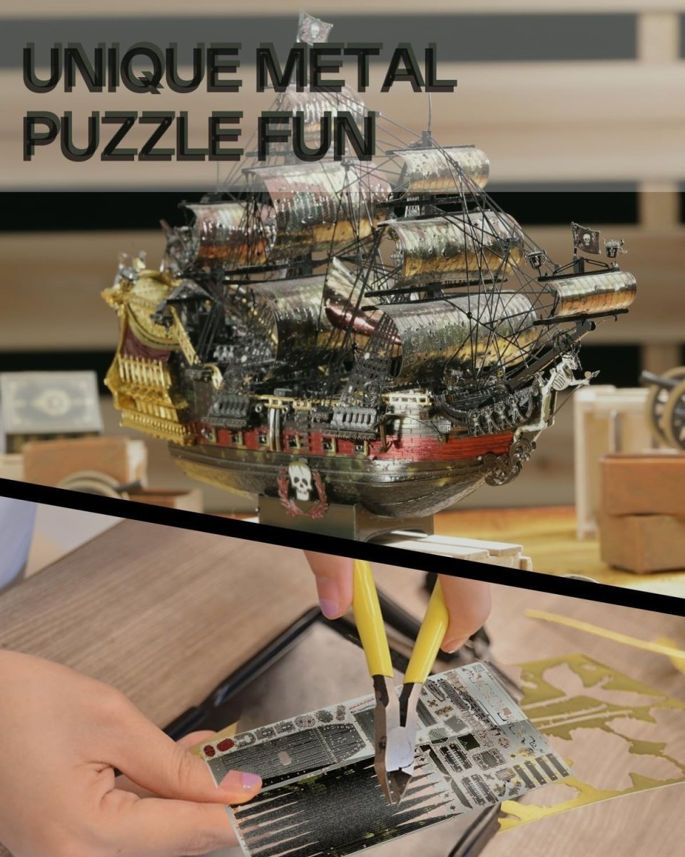 3D Metal Pirate Ship Puzzle Model Kit Stainless Steel Boat 439PCS Gift - Kwikley