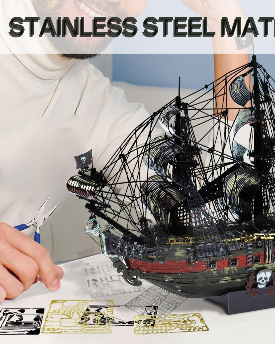 3D Metal Pirate Ship Puzzle Model Kit Stainless Steel Boat 439PCS Gift - Kwikley