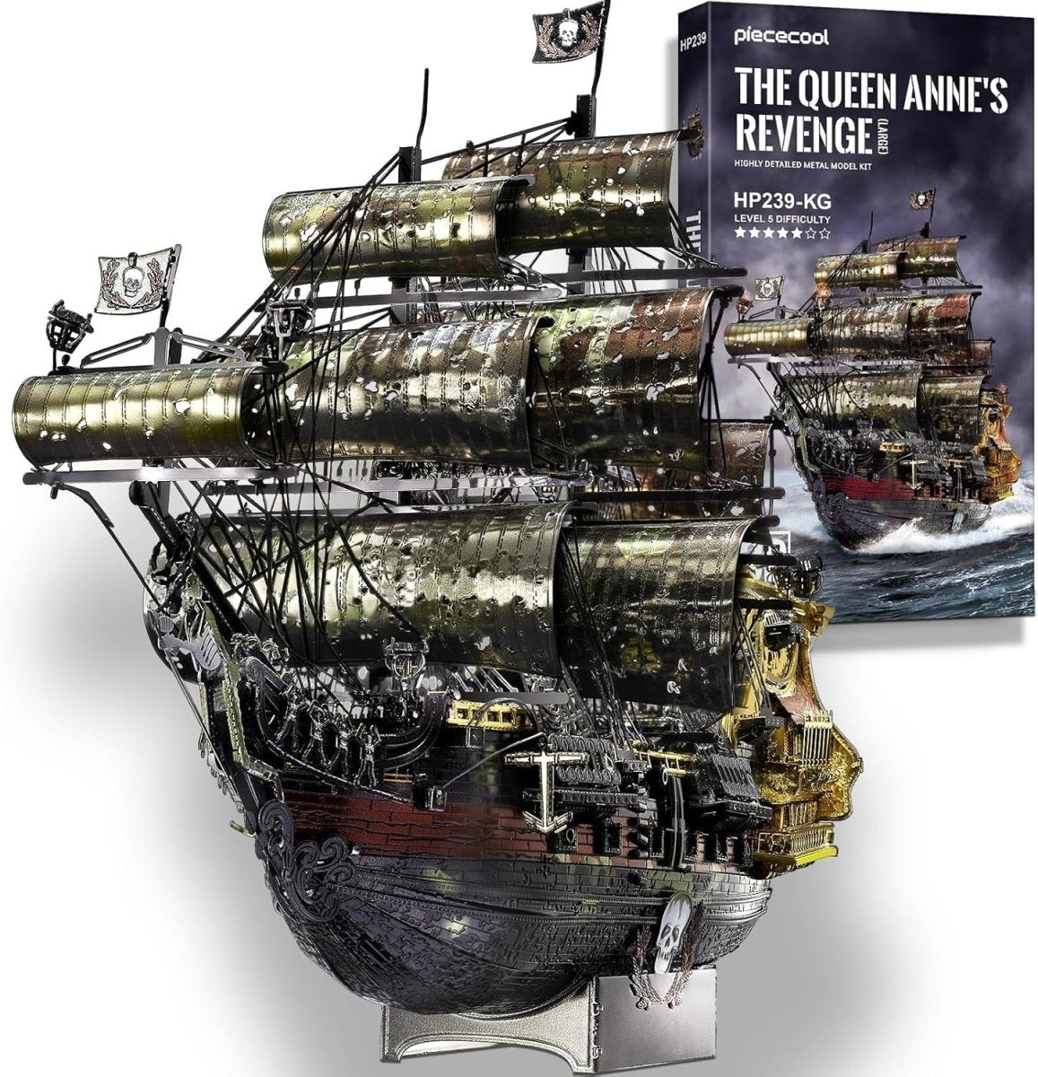 3D Metal Pirate Ship Puzzle Model Kit Stainless Steel Boat 439PCS Gift - Kwikley