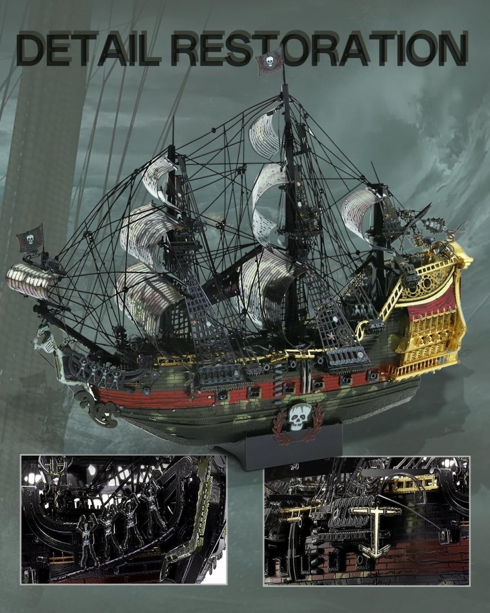 3D Metal Pirate Ship Puzzle Model Kit Stainless Steel Boat 439PCS Gift - Kwikley