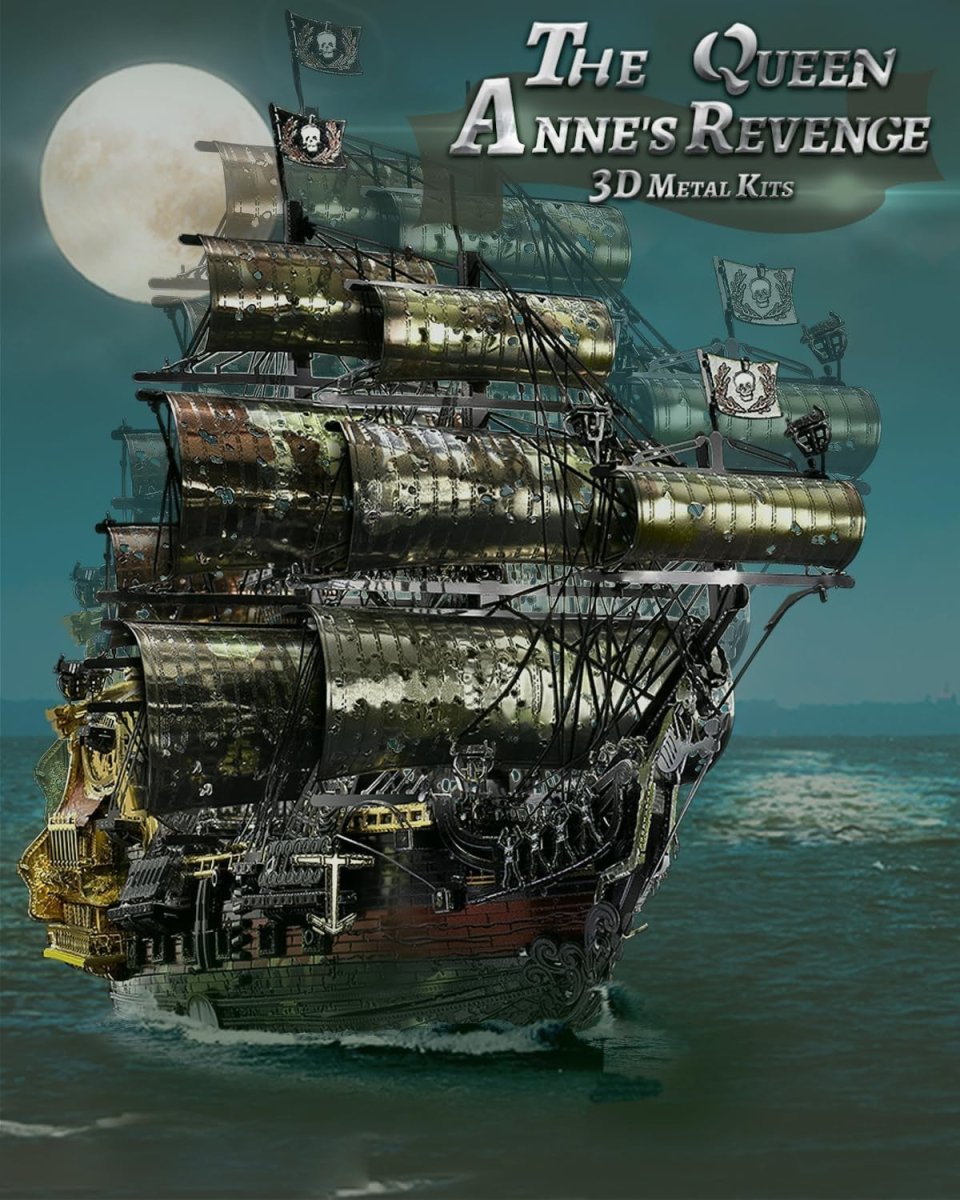 3D Metal Pirate Ship Puzzle Queen Annes Revenge Model Kit 439PCS Gift - Kwikley