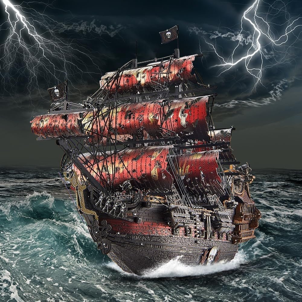 3D Metal Pirate Ship Puzzle Red Queen Annes Revenge Model Kit 439PCS - Kwikley