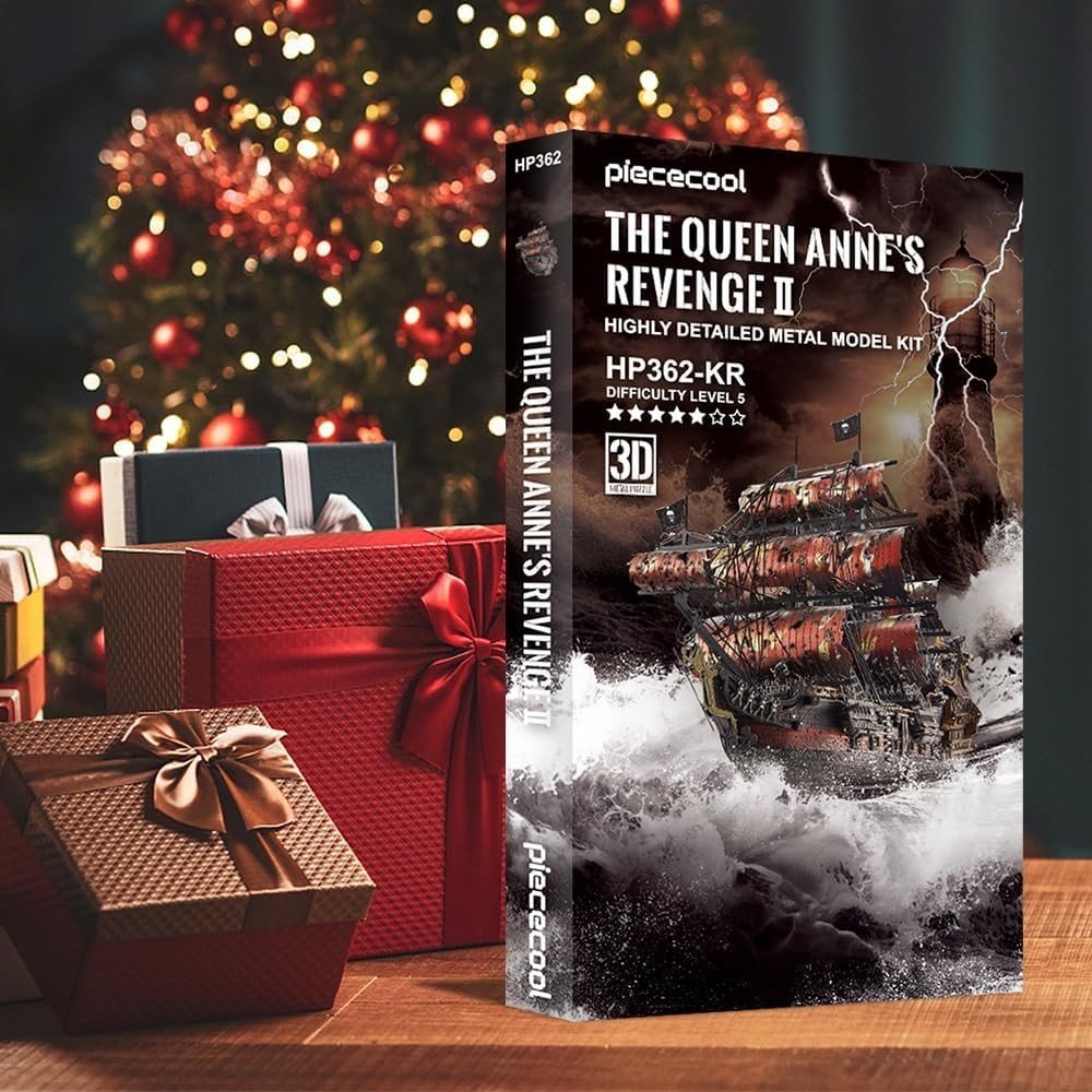 3D Metal Pirate Ship Puzzle Red Queen Annes Revenge Model Kit 439PCS - Kwikley