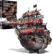 3D Metal Pirate Ship Puzzle Red Queen Annes Revenge Model Kit 439PCS - Kwikley