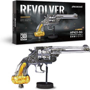 3D Metal Revolver Puzzle Model Kit Stainless Steel DIY Display Build - Kwikley