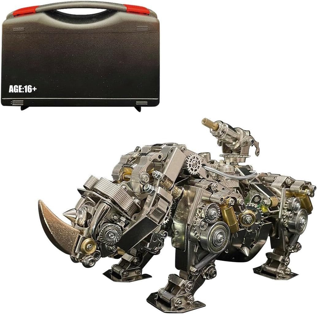 3D Metal Rhino Puzzle Kit 700PCS Steampunk DIY Model Decor Gift - Kwikley