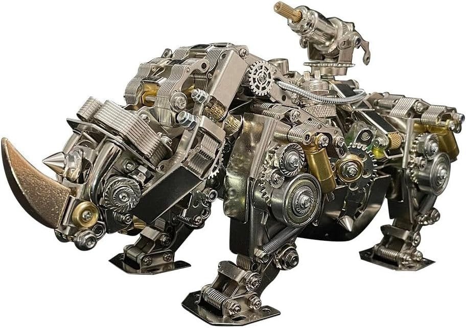 3D Metal Rhino Puzzle Kit 700PCS Steampunk DIY Model Decor Gift - Kwikley
