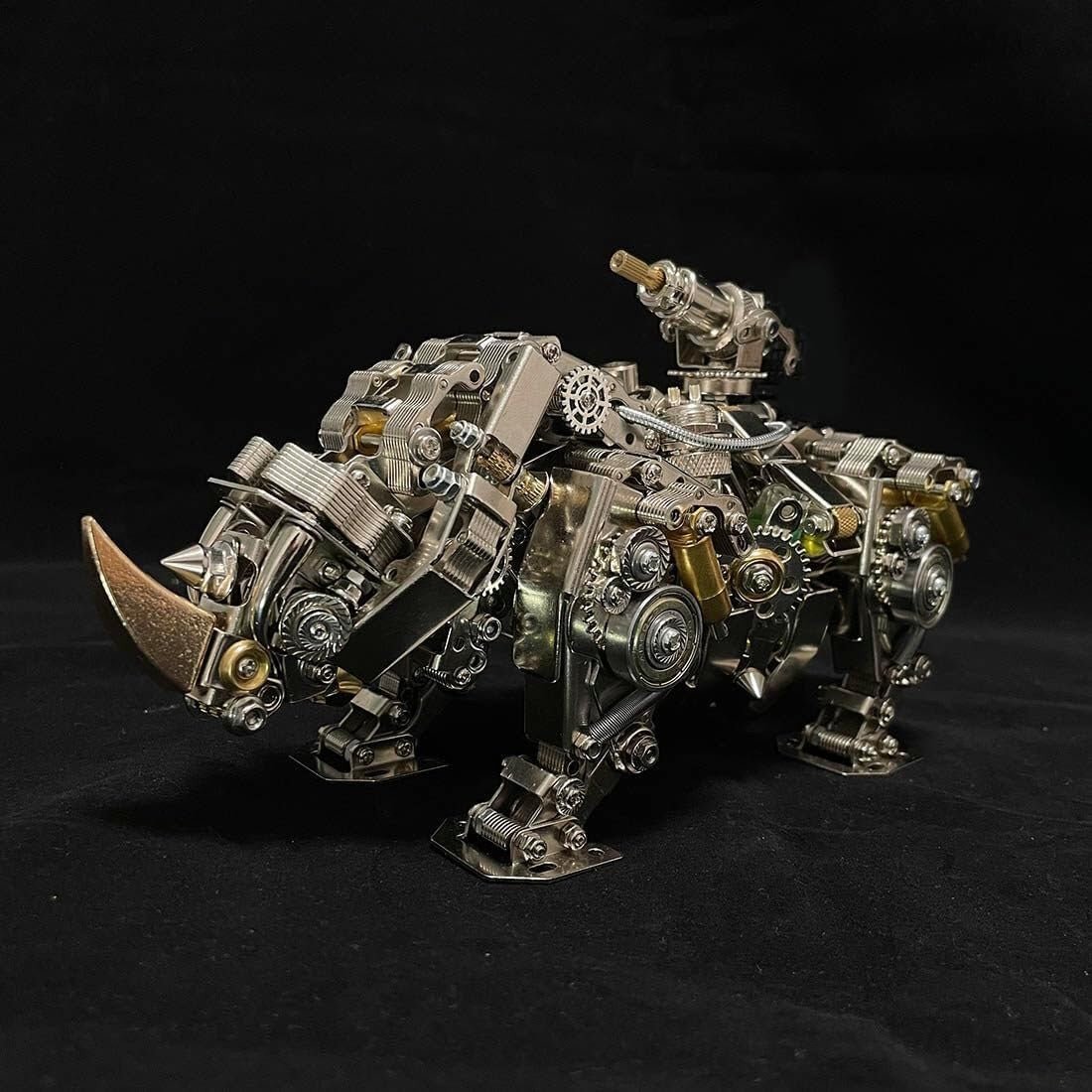 3D Metal Rhino Puzzle Kit 700PCS Steampunk DIY Model Decor Gift - Kwikley