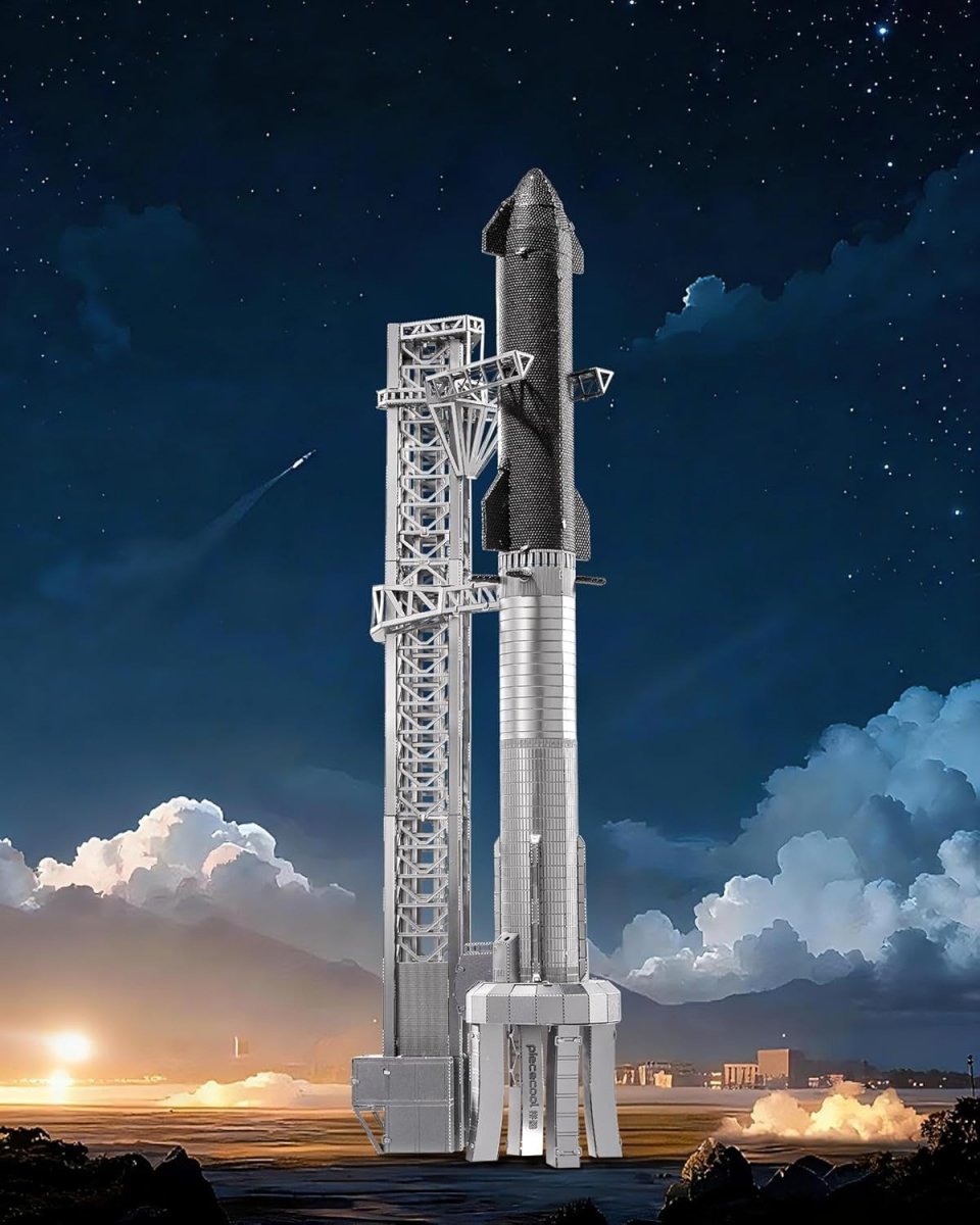 3D Metal Rocket Puzzle DIY Starship Model Kit Stainless Steel 106PCS - Kwikley